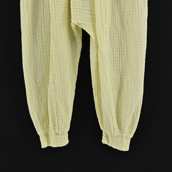 Free People Walk On Fire‎ Pants Size XS Pull On Endless Summer Lime Glo Smocked - Picture 12 of 13